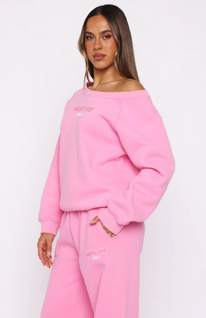 Vol 1 Off Shoulder Sweater Bubblegum