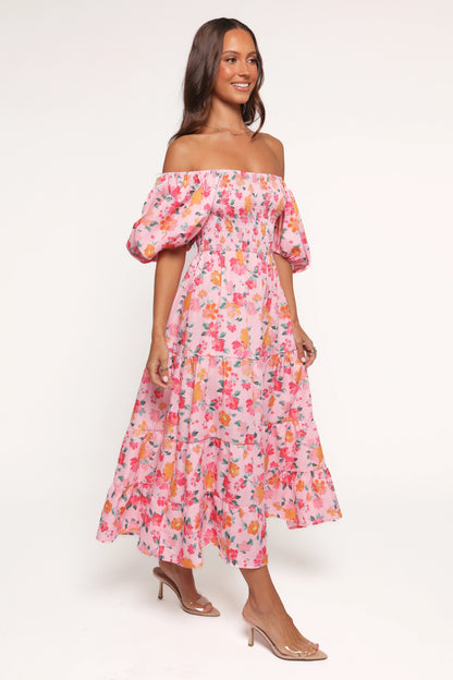 Soliel Midi Dress Pink Floral