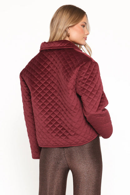 Roxanna Quilted Velvet Jacket Wine