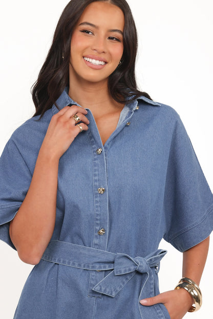 Hailey Denim Romper Indigo