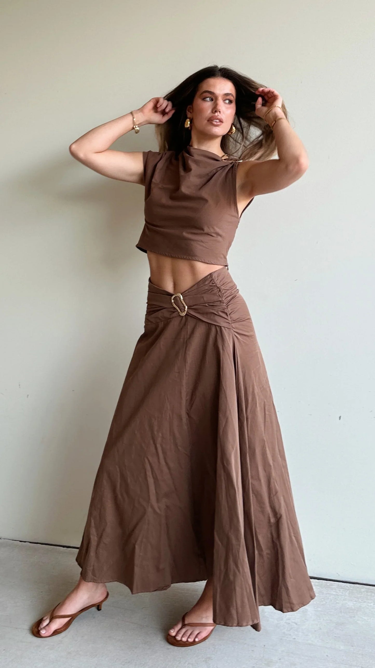 Delphine Maxi Skirt Chocolate