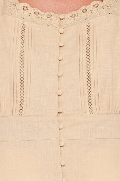 Luke Button Top Khaki