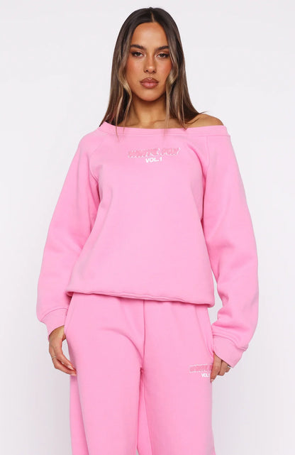 Vol 1 Off Shoulder Sweater Bubblegum