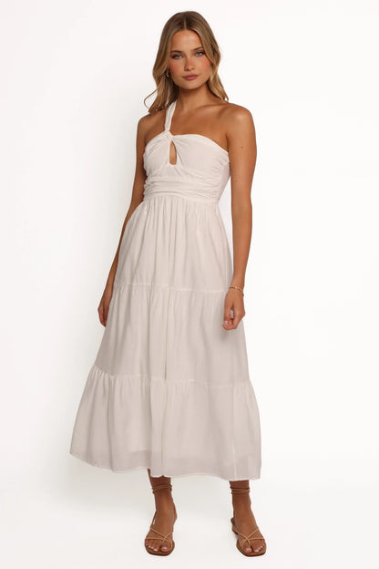 Vinny One Shoulder Maxi Dress White