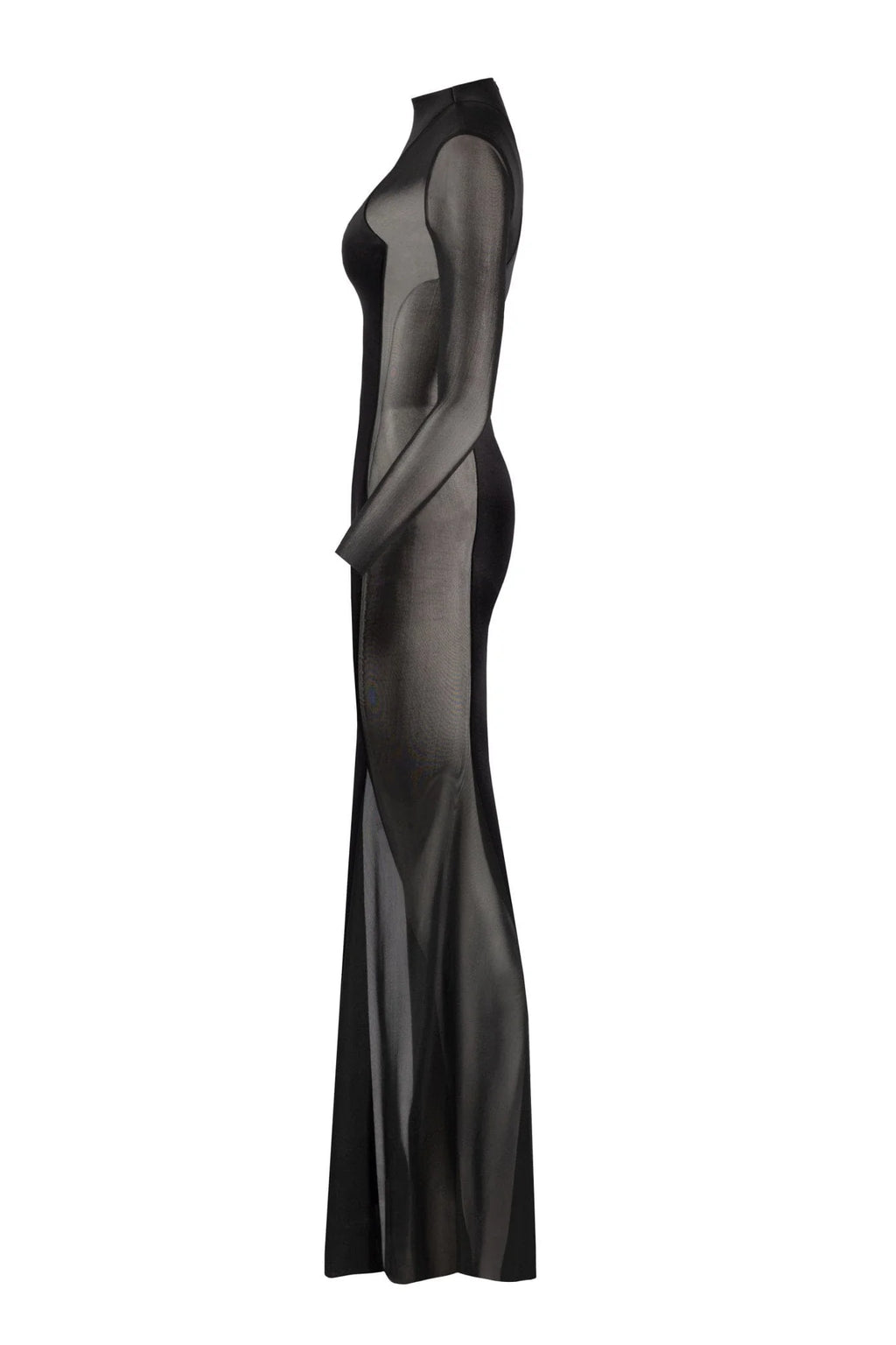 Showstopper black dress with semi transparent inserts