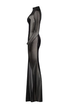 Showstopper black dress with semi transparent inserts