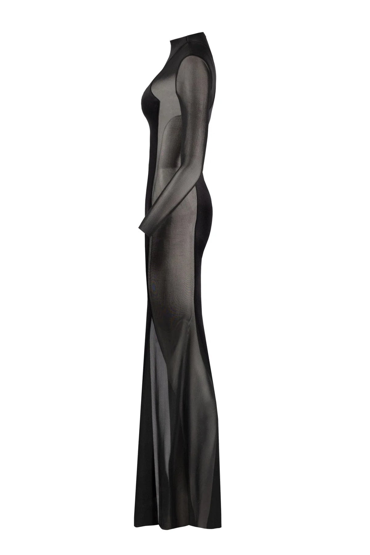 Showstopper black dress with semi transparent inserts