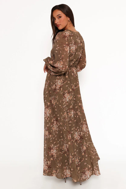 Anisa Maxi Dress Olive Floral