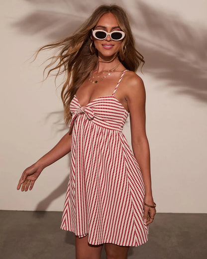 Montez Front Tie Babydoll Mini Dress