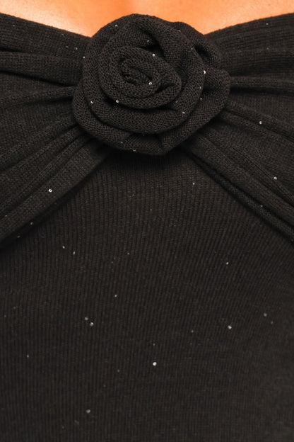 Pennie Maxi Dress Black Sequin Knit