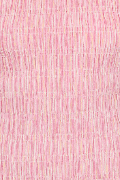 Kaelyn Gather Mini Dress Pink Stripe