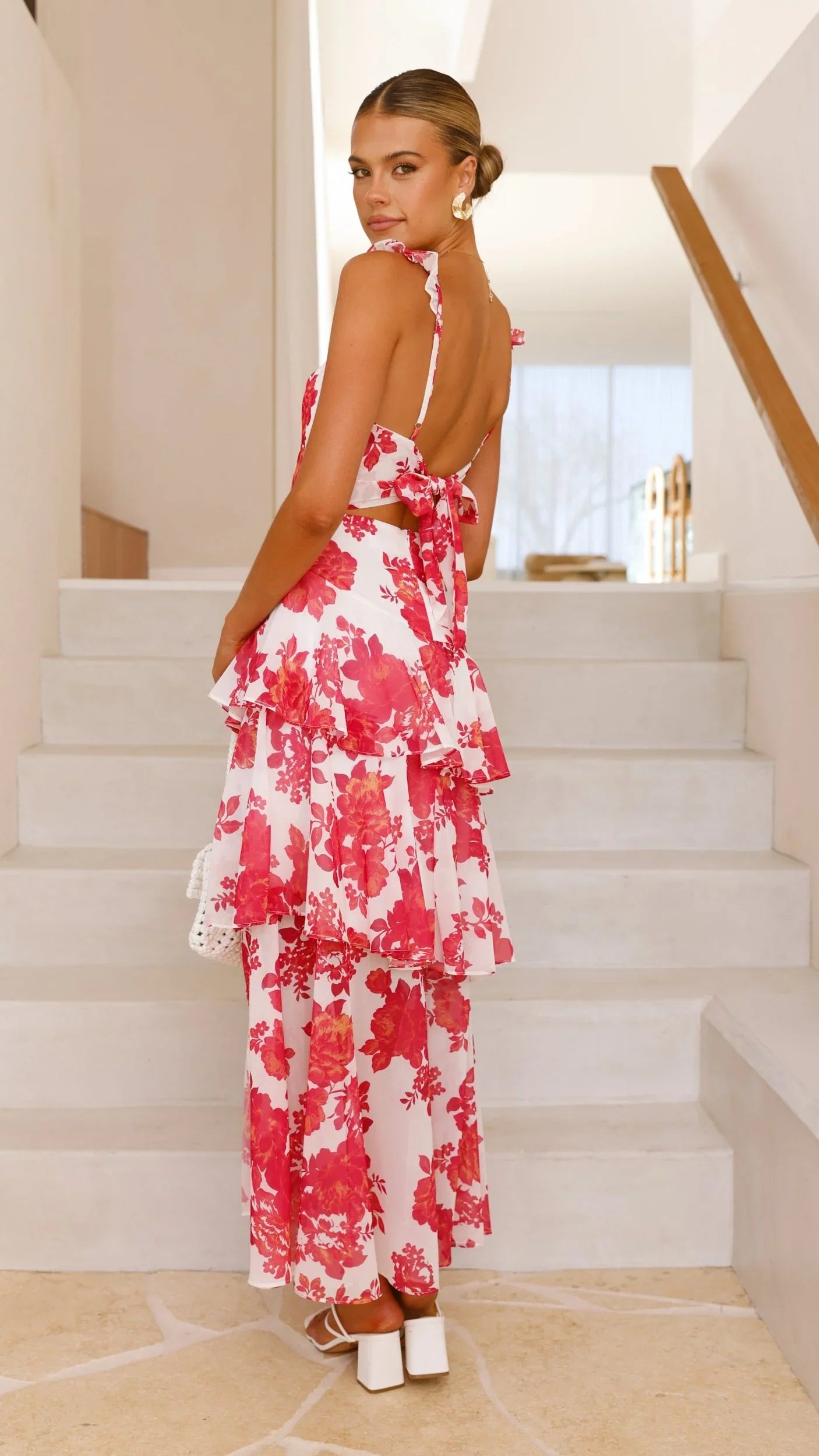 Achelle Maxi Dress Red Floral