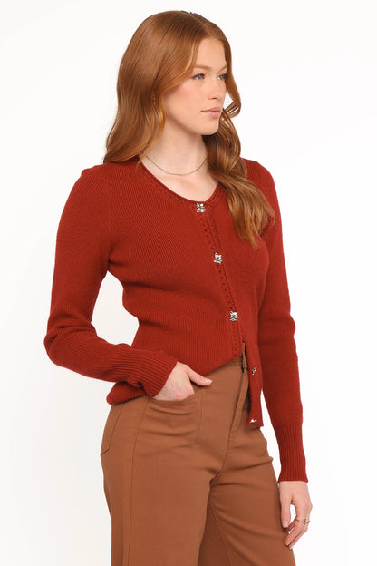 Quay Button Front Cardigan Red