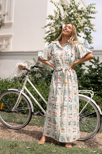 James Button Through Maxi Dress Flower Market