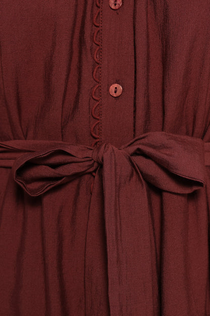 Pierce Long Sleeve Mini Dress Dark Wine