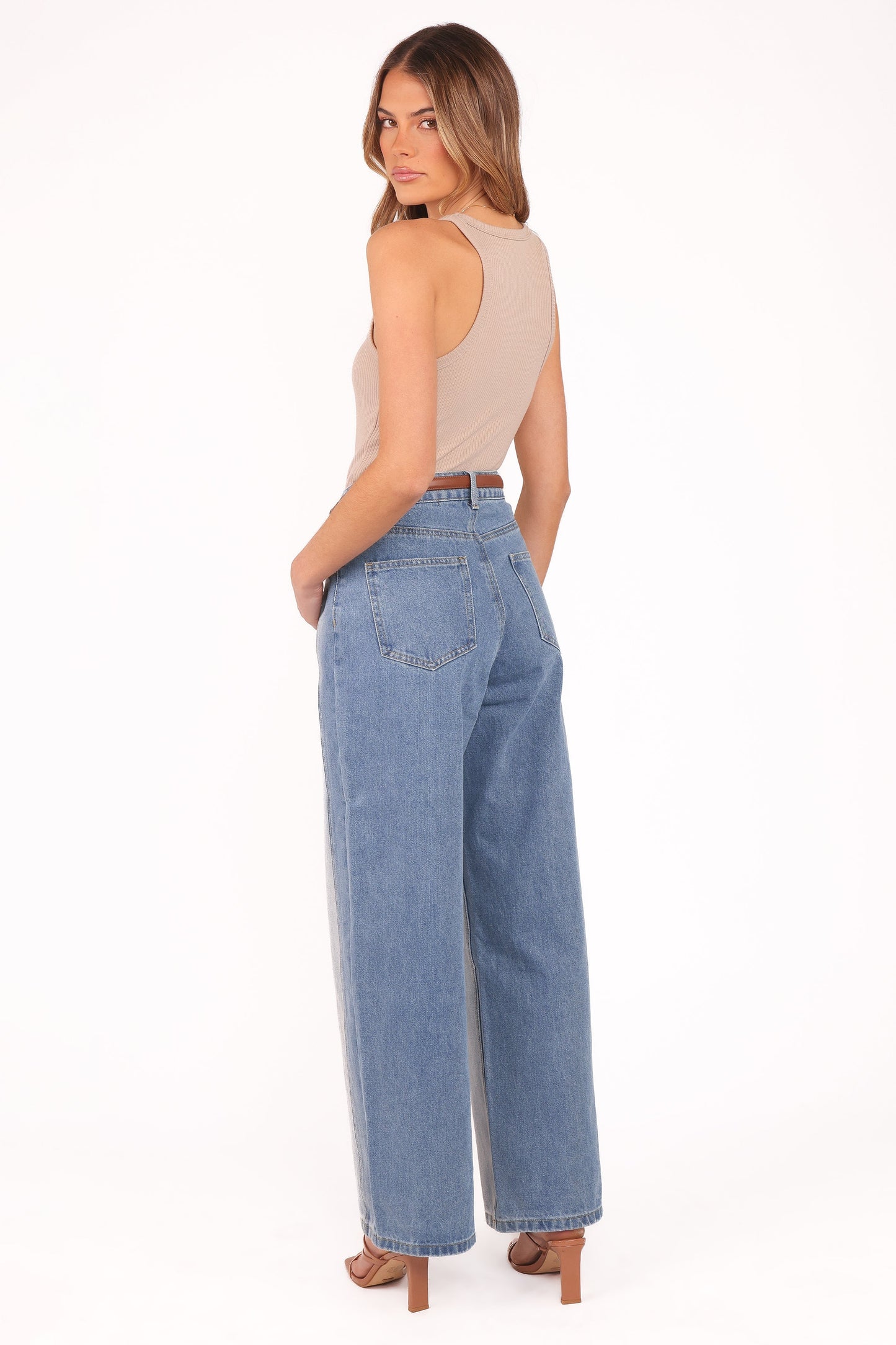 Yuri Wide Leg Jeans Two Tone Blue