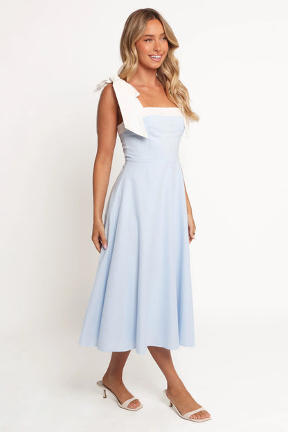 Olinda Midi Dress Pale Blue White