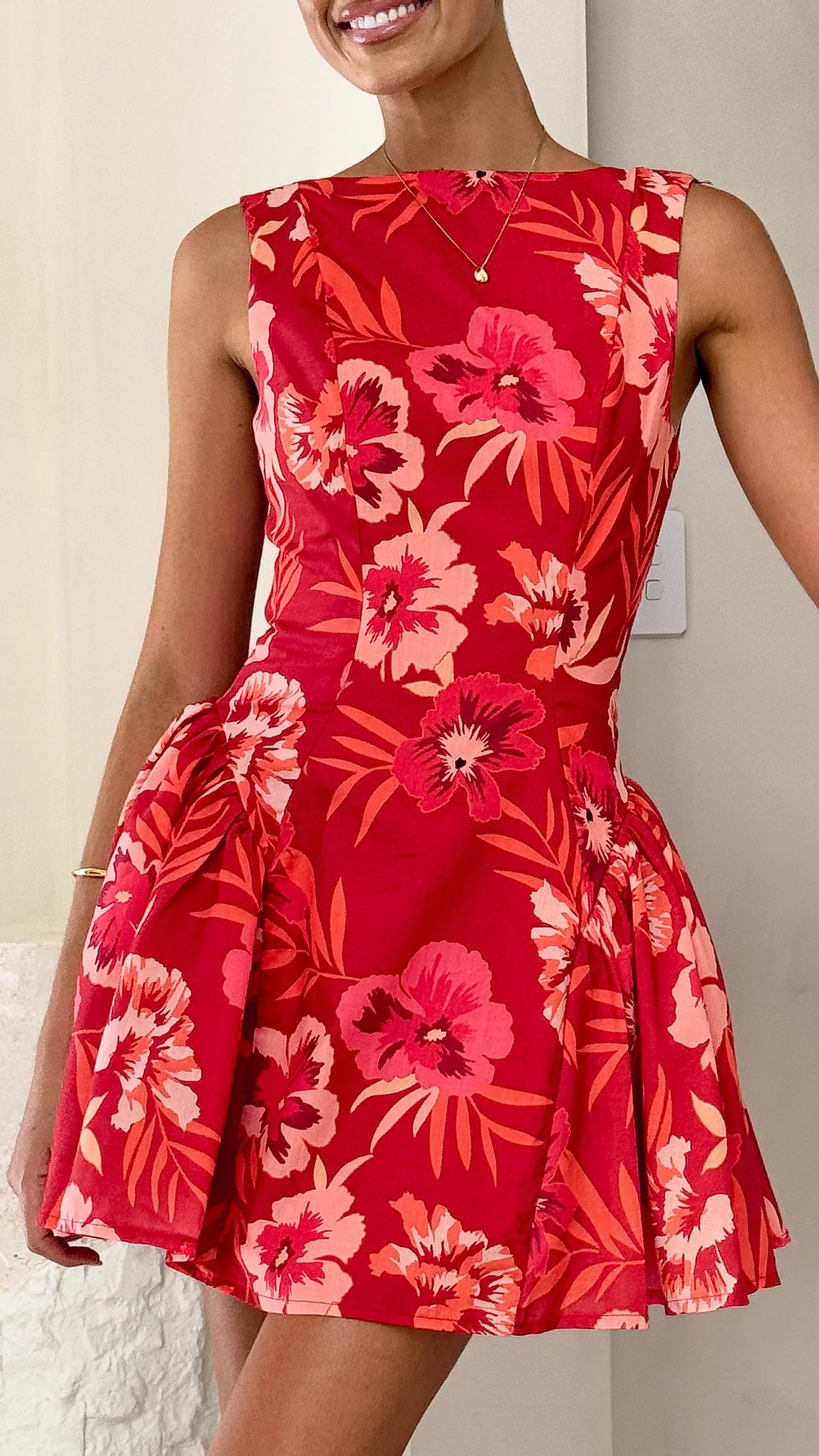 Canika Mini Dress Red Floral