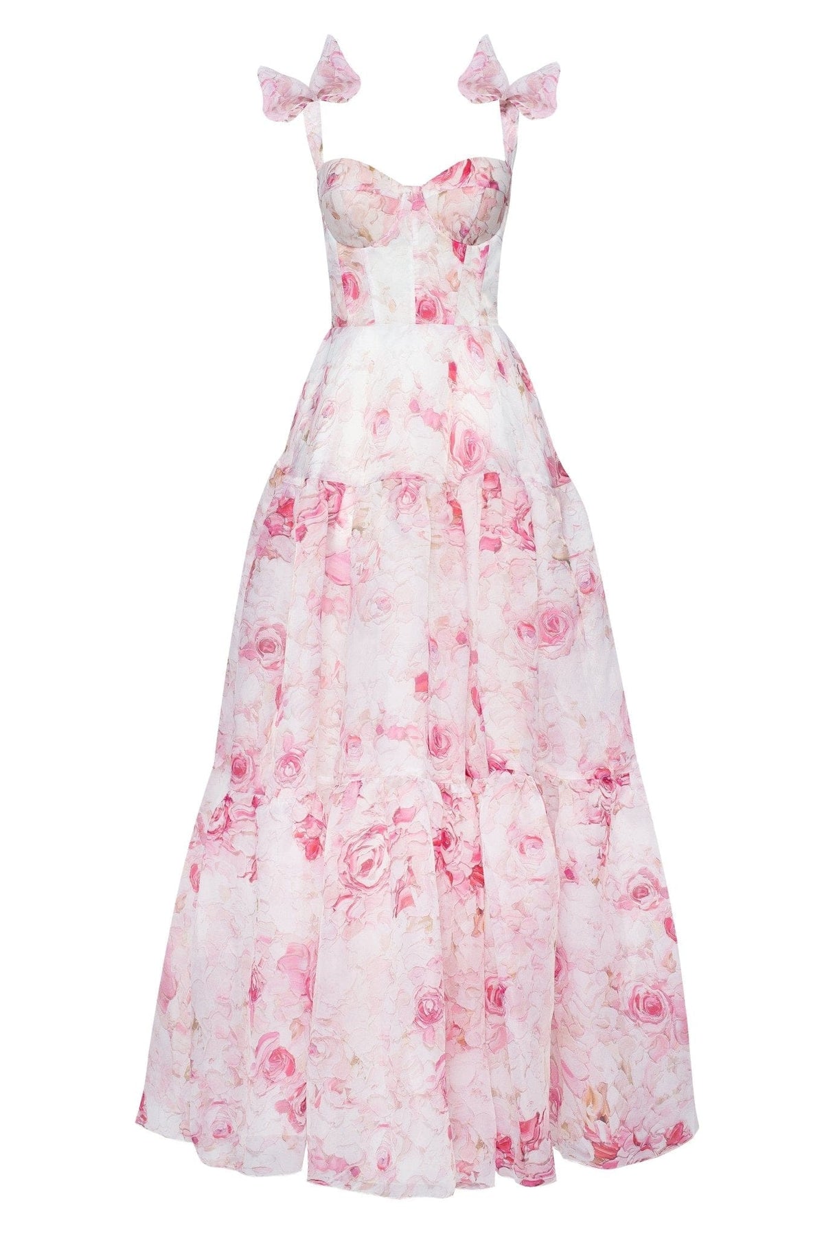 Pink Peony Tender floral maxi tie strap dress