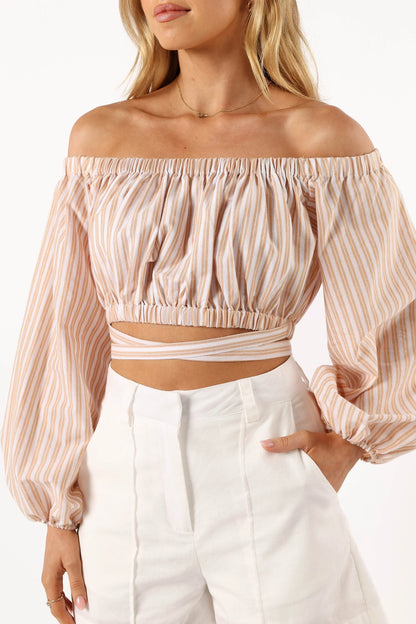 Emilia Wrap Top Beige Ivory