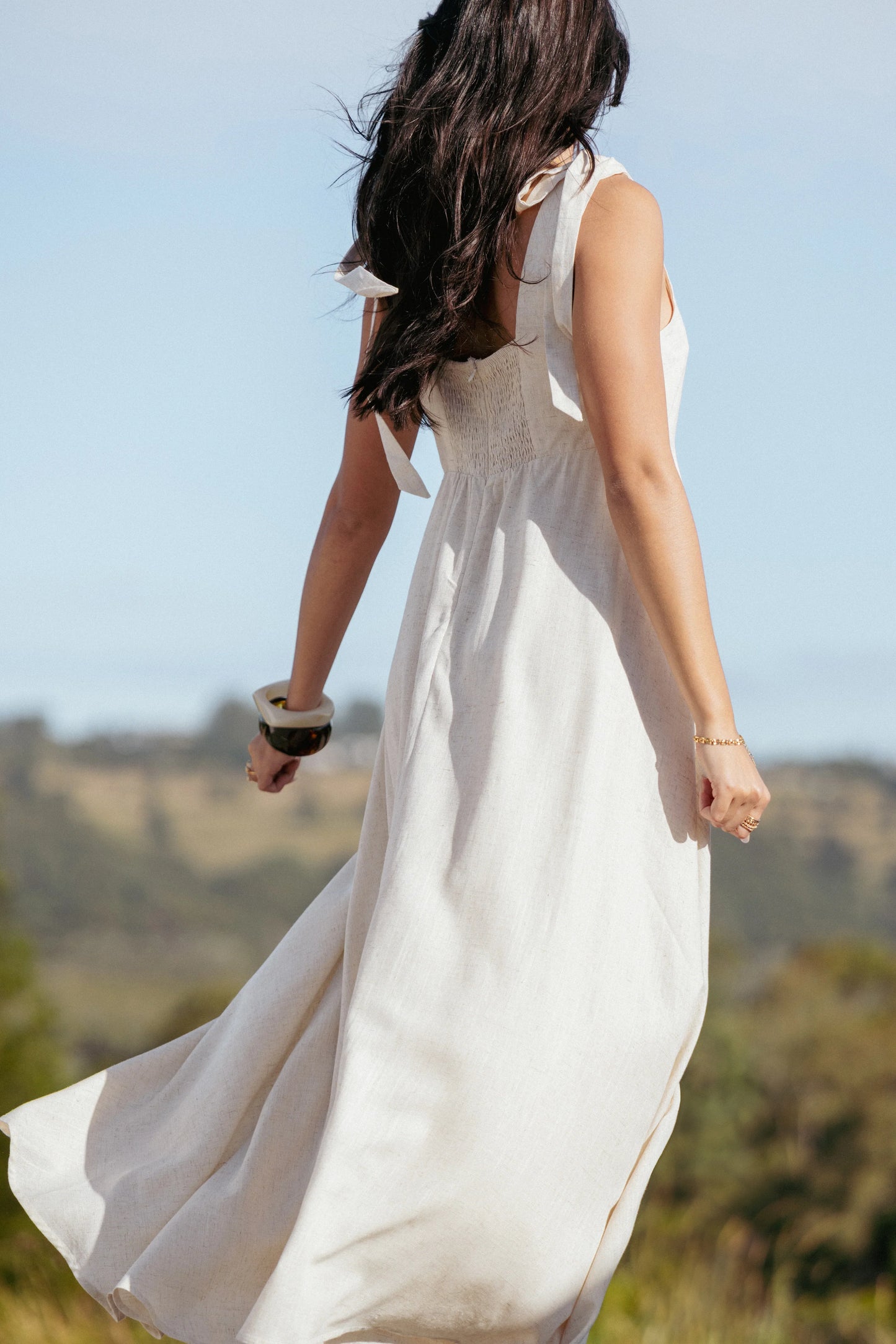 Valara Tie Shoulder Maxi Dress Oatmeal