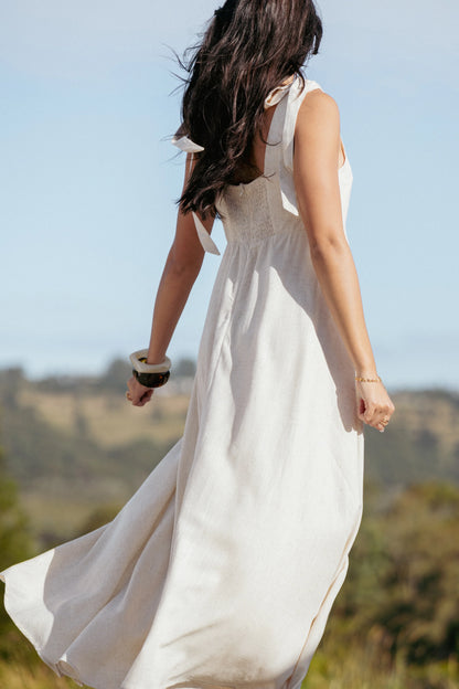 Valara Tie Shoulder Maxi Dress Oatmeal